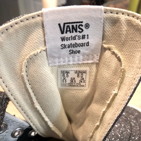 Vans SK8 Gray Glitter High Tops Sz 8 - Picture 6 of 6